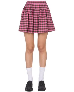 KENZO GONNA MINI FLARED GINGHAM - Rosso