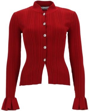 Self-Portrait Viscose Cardigan - Red