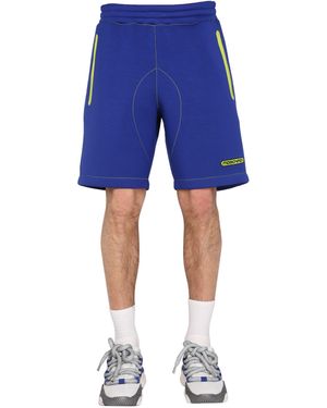 Moschino Elastic Waist Shorts With Neon Accents - Blue