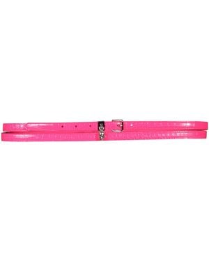 McQueen Double Belt With Skull And Pavè - Pink