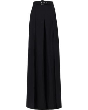 Alberta Ferretti Pantalone Ampio Con Cintura - Black
