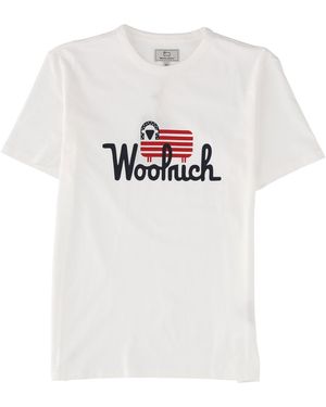 Woolrich Flag Mini T-Shirt For Boys, 100% Cotton - White