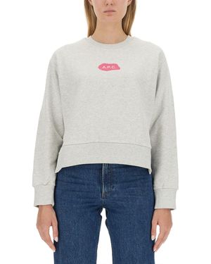 A.P.C. Cropped Hem Sweatshirt - White
