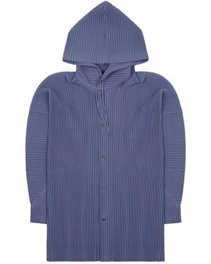 Homme Plissé Issey Miyake Pleated Polyester Hoodie - Blue