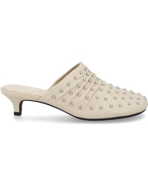Ash Studded Mules - White