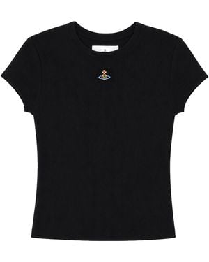Vivienne Westwood T-Shirt Cropped Con Logo - Black
