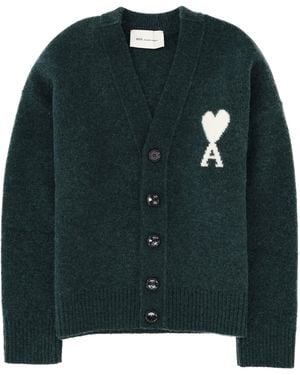 Ami Paris Cardigan "Ami De Coeur" - Green