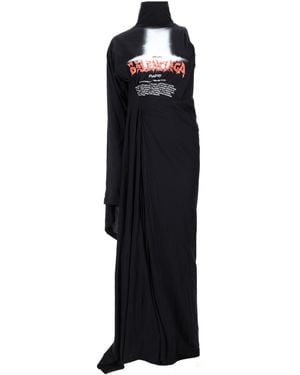 Balenciaga Abito "The Door" Lungo Drappeggiato - Black