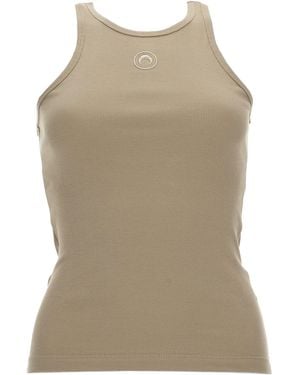 Marine Serre Top Con Logo "Moon" - Natural