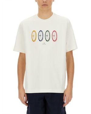 Paul Smith T-Shirt "Bike Tyres" - Bianco