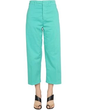 Department 5 Cotton Denim Cropped Fit Jeans - Green