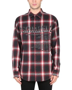 DSquared² Drop Shoulder Flannel Shirt - Black