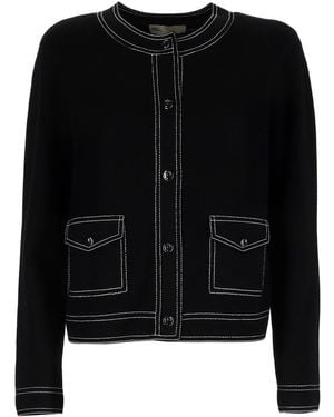Tory Burch Topstitched Cardigan - Black