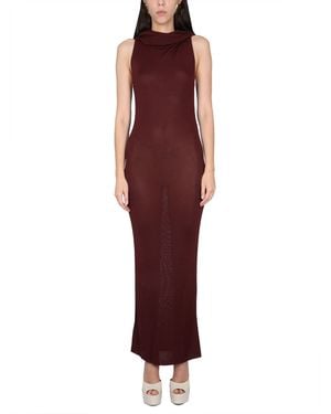 Saint Laurent Viscose Hooded Dress - Red