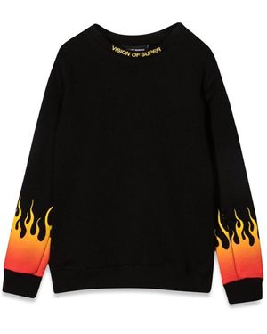 Vision Of Super Crewneck With Shaded Flames - Black