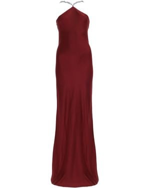 STAUD Floor-Length Burgundy Dress With Halter Neckline And Chain Straps - Red