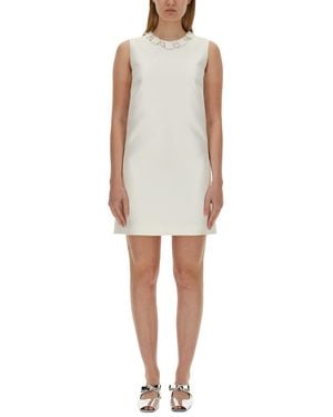 Versace Mini Dress With Crystals - White
