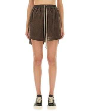 Rick Owens Viscose And Cupro Shorts - Natural