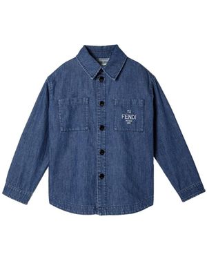 Fendi Denim Shirt With Logo - Blue