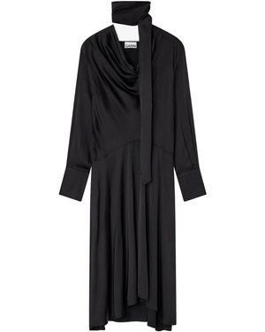 Ganni Midi Dress With Scarf - Black