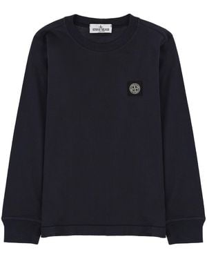 Stone Island T-Shirt A Manica Lunga Con Patch Logo - Black