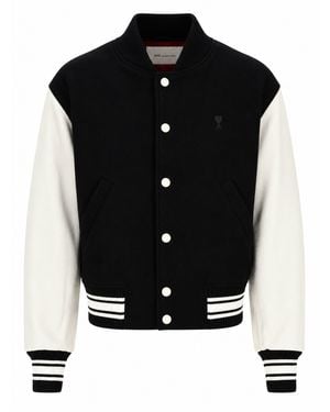 Ami Paris Giacca Teddy Imbottita Con Maniche - Black