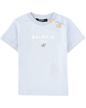 Balmain T-Shirt Con Logo - Blue