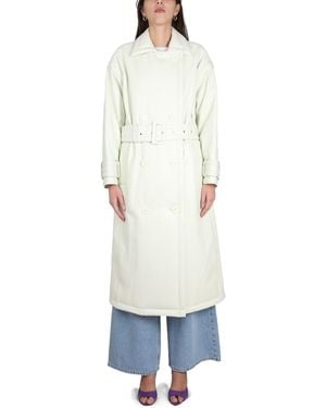 STAND Emily Faux Leather Trench Coat - White