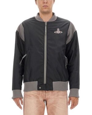 Vivienne Westwood Bomber Con Ricamo Orb - Nero