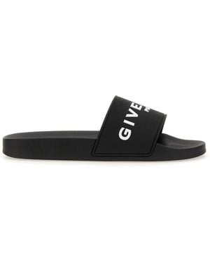 Givenchy Sandali Slides Con Logo Goffrato - Nero