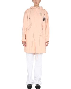 Raf Simons Mini Parka Jacket With Logo Patch - White