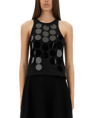 MSGM Fitted Cotton Top - Black