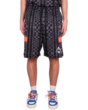 Marcelo Burlon Bermuda Shorts With Geometric Pattern And Elastic Waistband - Black