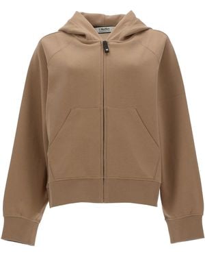 Max Mara Felpa "Alma" Con Zip E Cappuccio - Brown