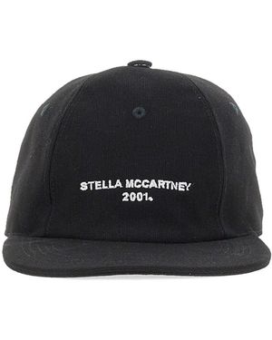 Stella McCartney CAPPELLO DA BASEBALL IN COTONE CON RICAMO LOGO - Nero
