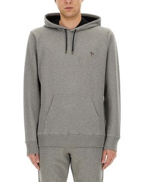 Paul Smith Light Mélange Hoodie With Logo Patch - Grey