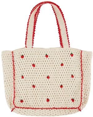 Emile Et Ida Tote Bag Crochet Fleurs - Pink
