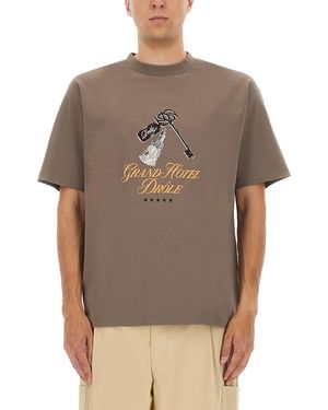 Drole de Monsieur Grand Hotel Print T-Shirt - Grey