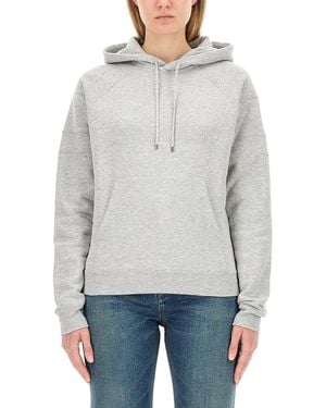 Saint Laurent Premium Hoodie With Drawstring - Grey