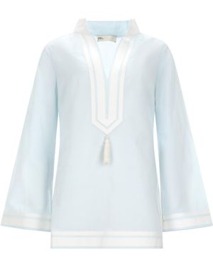 Tory Burch Cotton Tory Tunic Shirt - Blue
