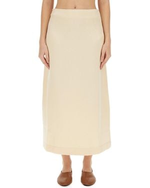 Jil Sander Wool Midi Skirt - Natural