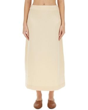 Jil Sander Wool Midi Skirt - Natural
