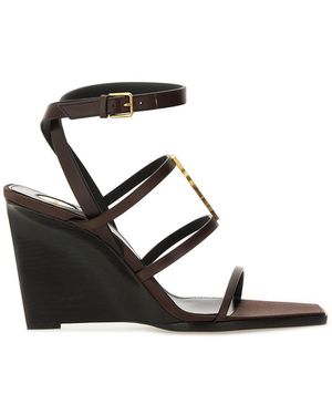 Saint Laurent 90Mm Cassandre Wedge Sandals - White
