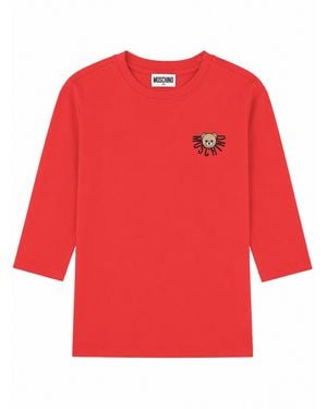 Moschino Vestito Manica Lunga Con Logo - Red