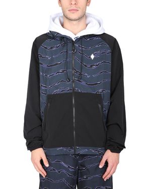 Marcelo Burlon GIACCA A VENTO IN NYLON CON STAMPA "CROSS" - Blu