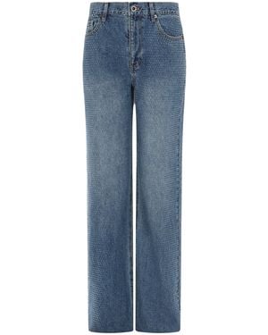 Self-Portrait High-Rise Straight-Leg Jeans - Blue