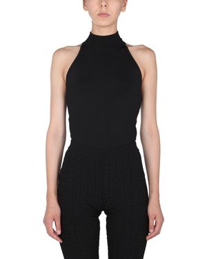 Givenchy Sleeveless Rib Neck Knit Top - Black
