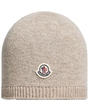 Moncler Logo Beanie Hat - White