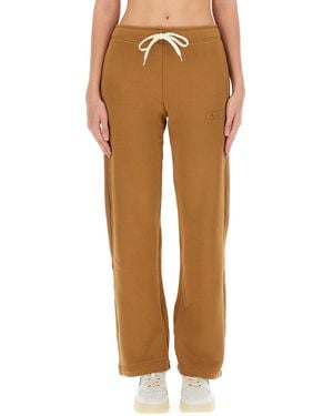 Autry Jogger Trousers With Logo - Natural