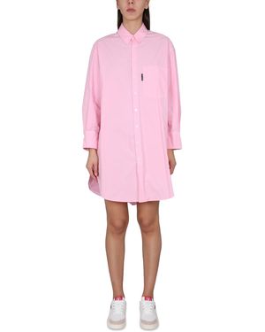 Palm Angels ABITO CHEMISIER IN POPELINE DI COTONE CON LOGO - Rosa